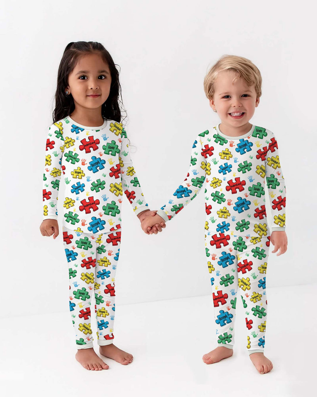 Puzzle You Are Two Piece Long Sleeve Pajama Set