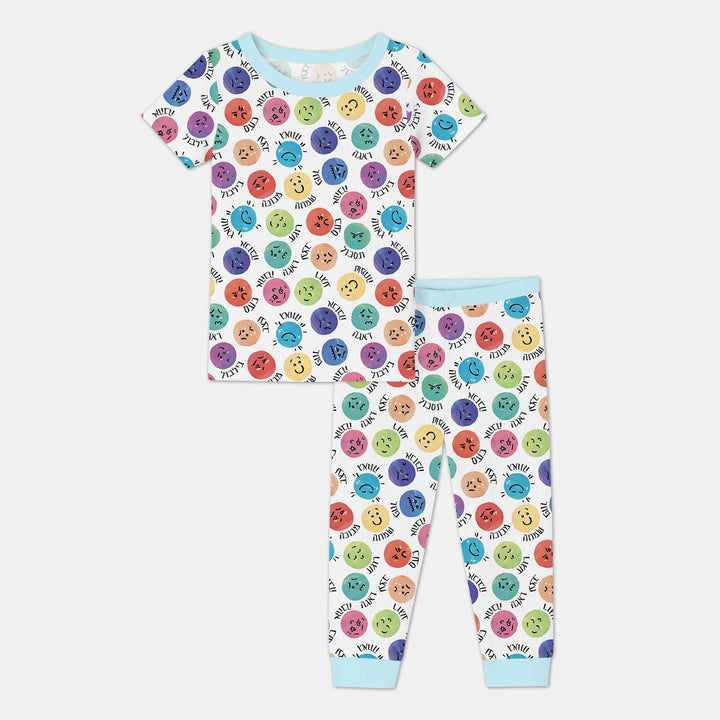 My Emotions Hebrew Two Piece Short Sleeve Pajama Set