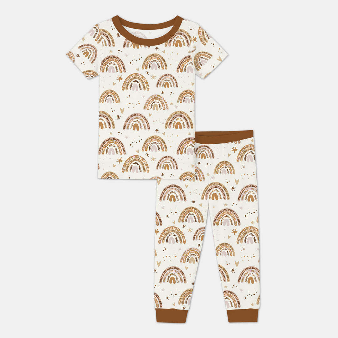 Back Lives Matter Rainbow Short Sleeve Pajama Set