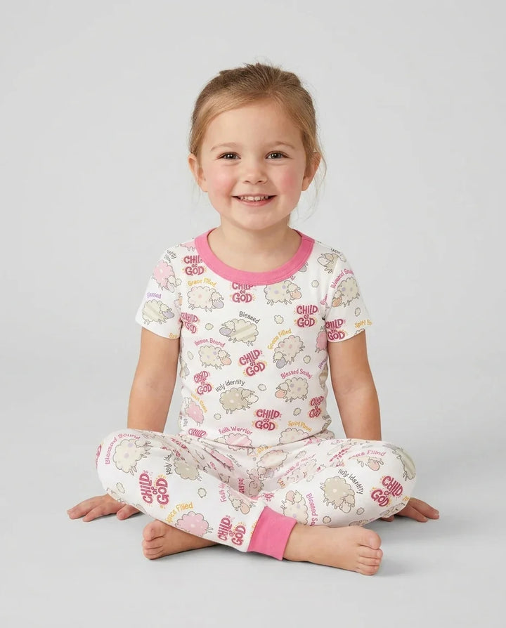 Conjunto de pijama de dos piezas de bambú de manga corta "Una niña de Dios"