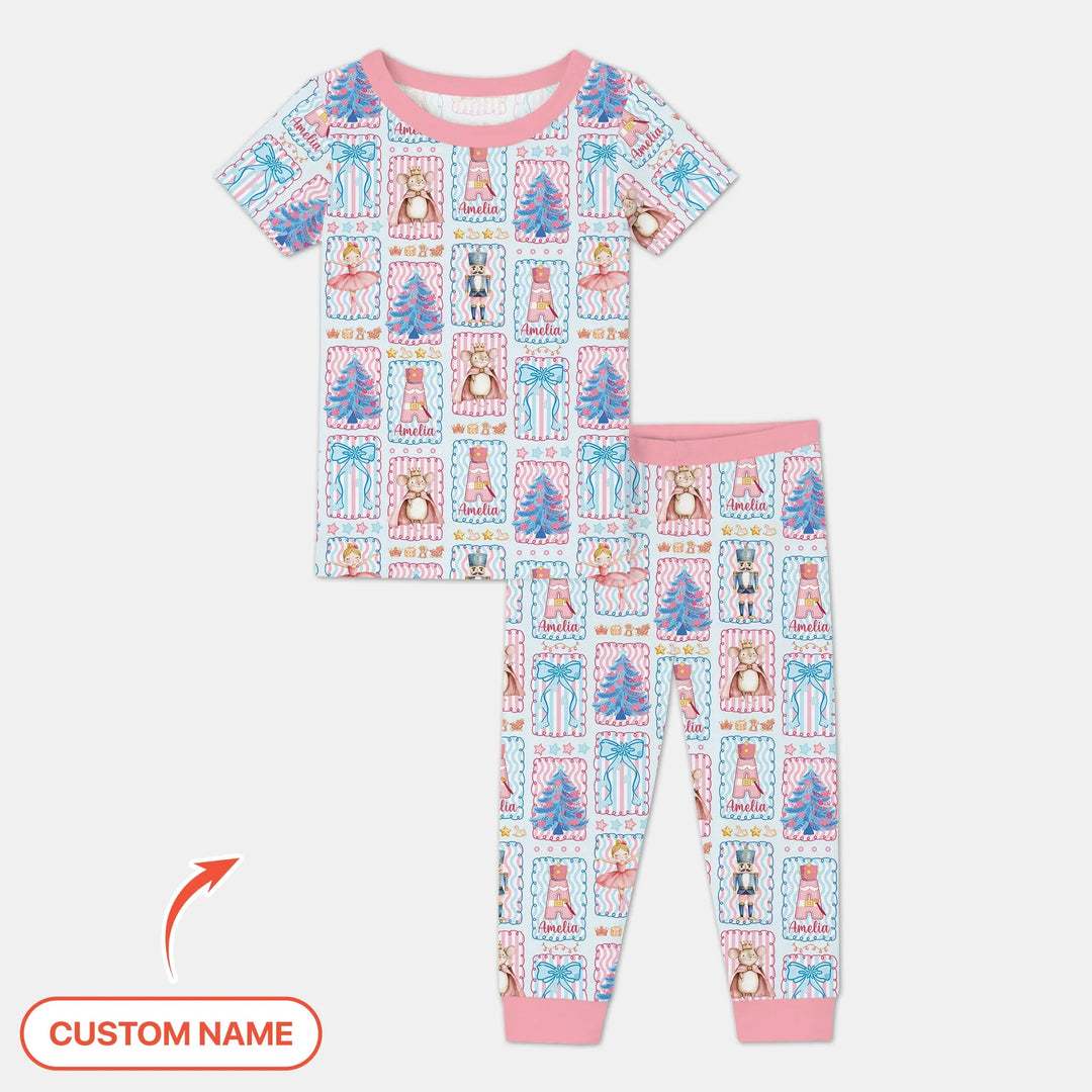 Custom Name Nutcracker Wonderland Two Piece Short Sleeve Pajama Set