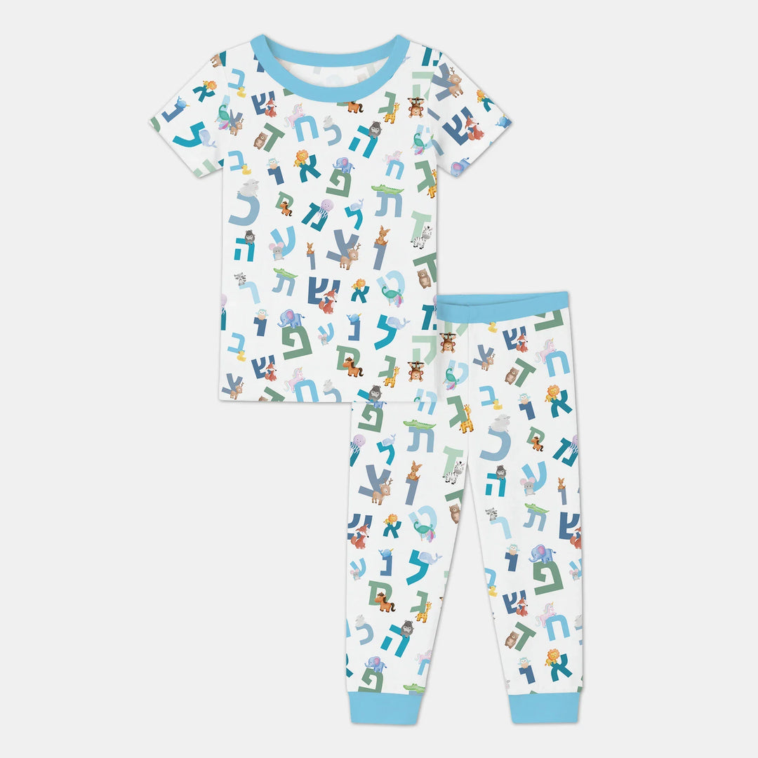 Aleph Bet Two Piece Short Sleeve Pajama Set