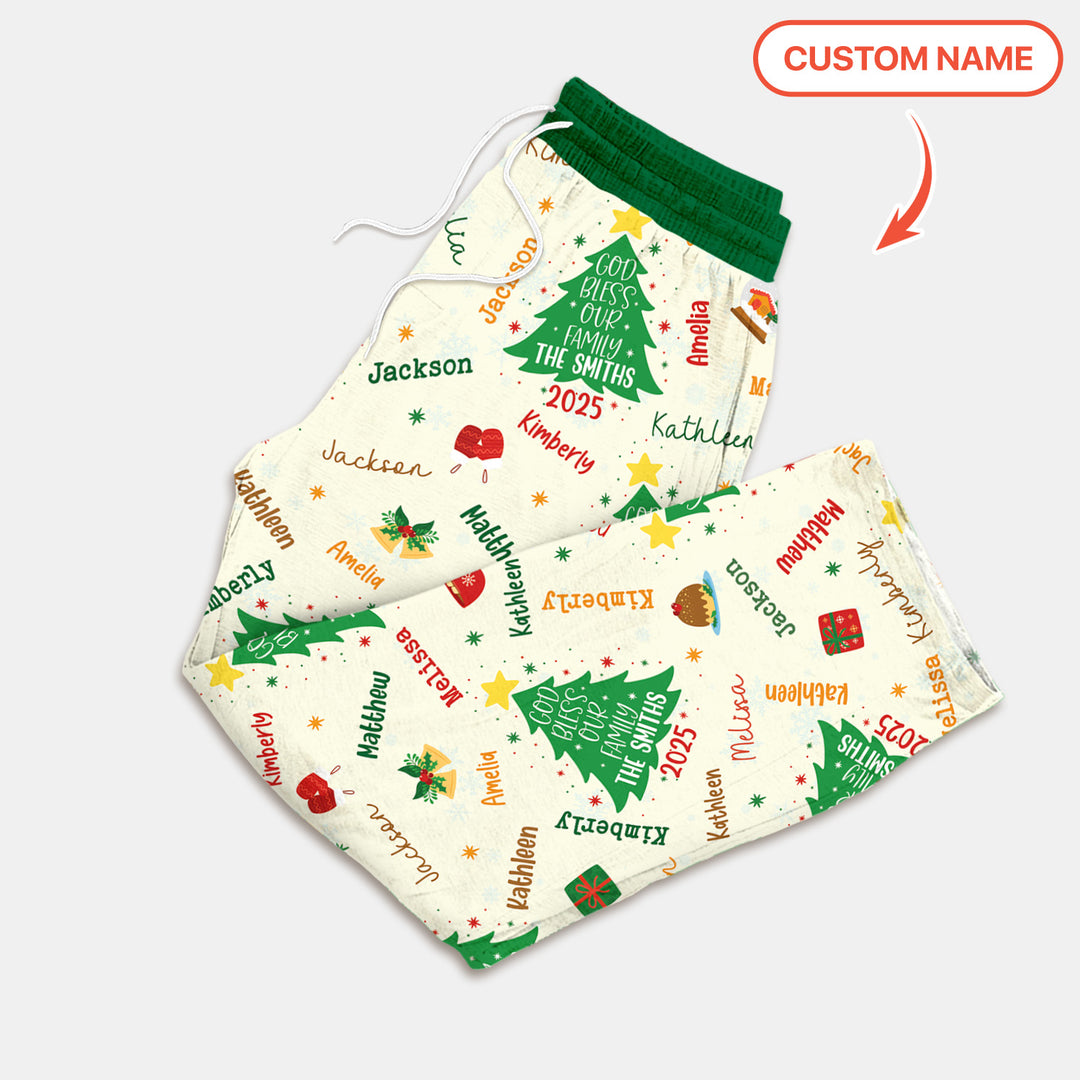 God Bless Our Family Custom Name Men's Pajama Set