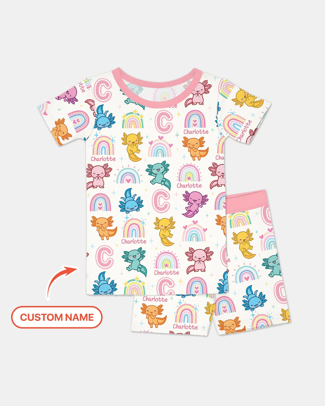 Axololt Custom Name Two Piece Short Sleeve Shorts Pajama Set