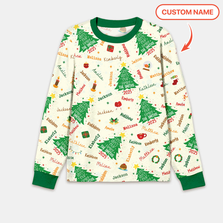 God Bless Our Family Custom Name Men's Pajama Set