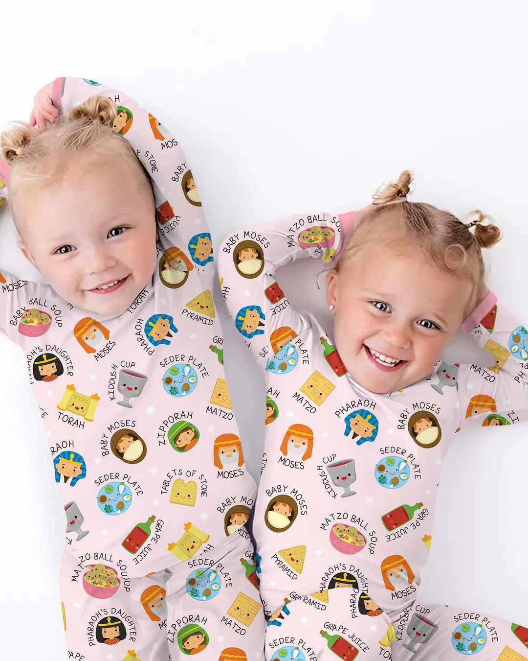 Cute Passover Characters Two Piece Long Sleeve Pajama Set