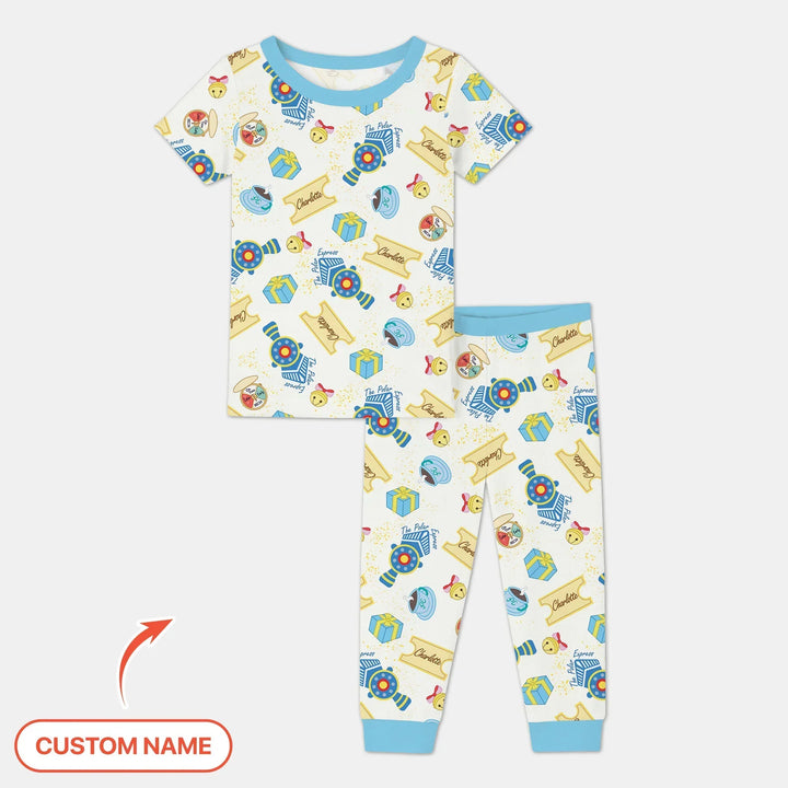 Express Train Christmas Two Piece Short Sleeve Pajama Set