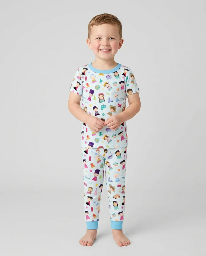 Tiny Friends Around the World Bamboo Two Piece Short Sleeve Pajama Set