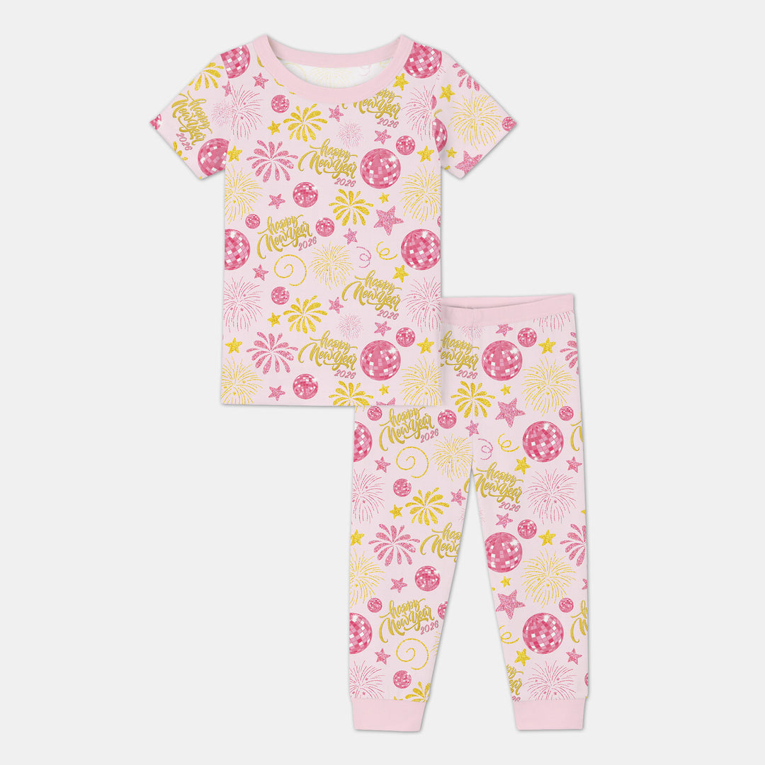 New Year's Eve Celebration Two Piece Short Sleeve Pajama Set