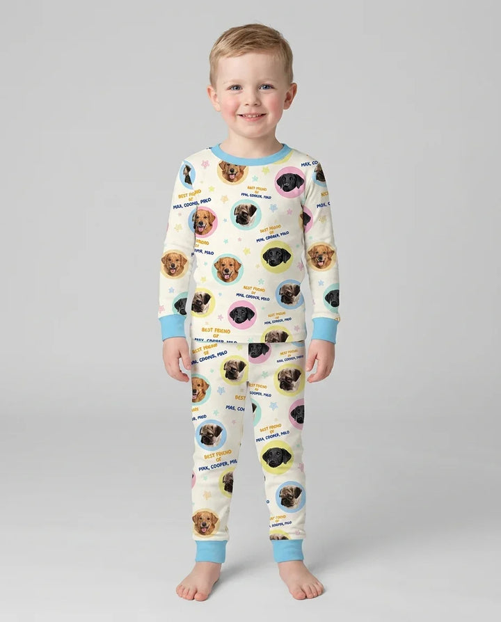 Best Friend Custom Name And Pet Photos Bamboo Two Piece Long Sleeve Pajama Set