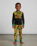 Conjunto de pijamas de dos piezas de bambú de manga larga a juego para la familia Kente Vibes
