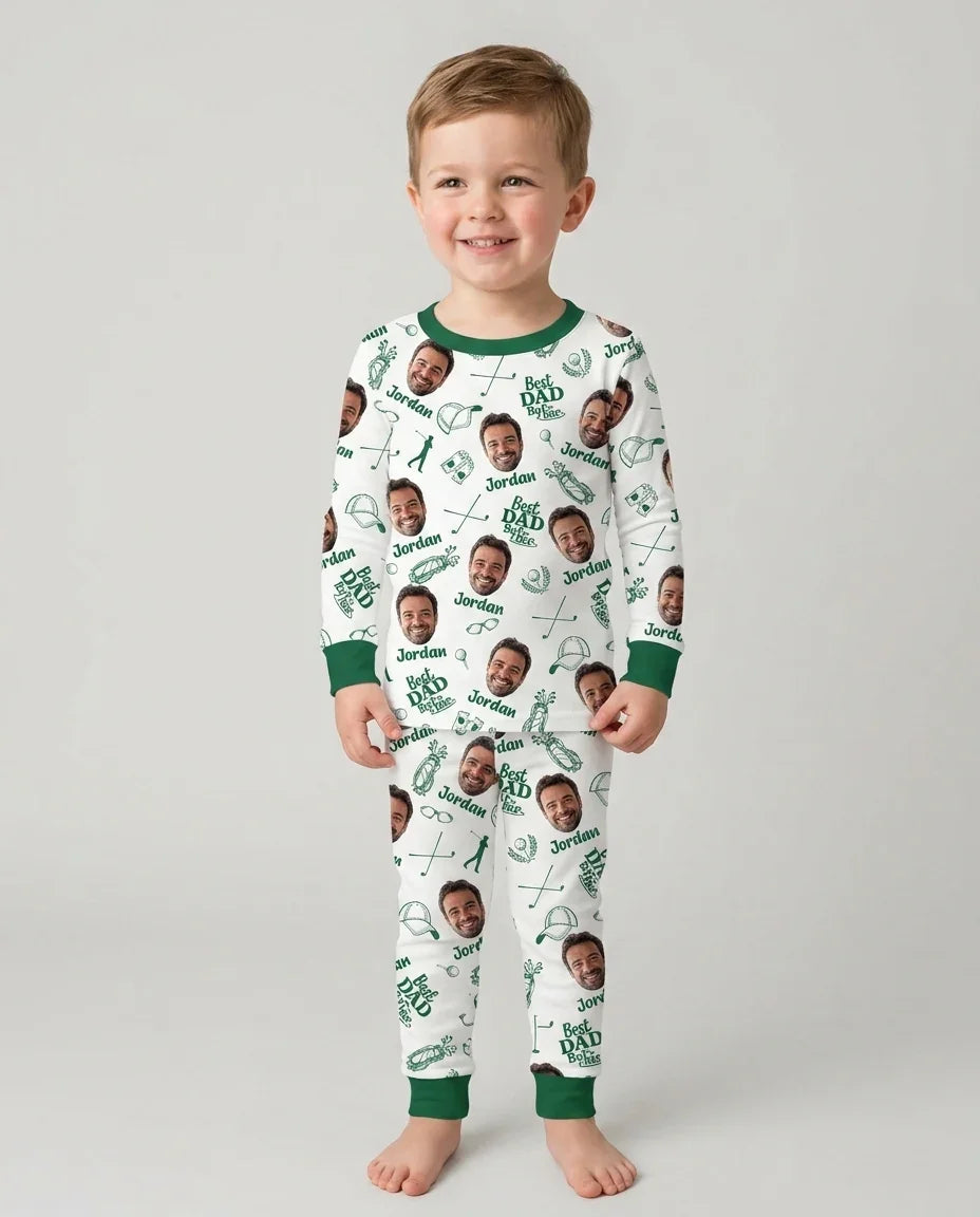 Custom Photo Best Dad By Par Bamboo Two Piece Long Sleeve Pajama Set