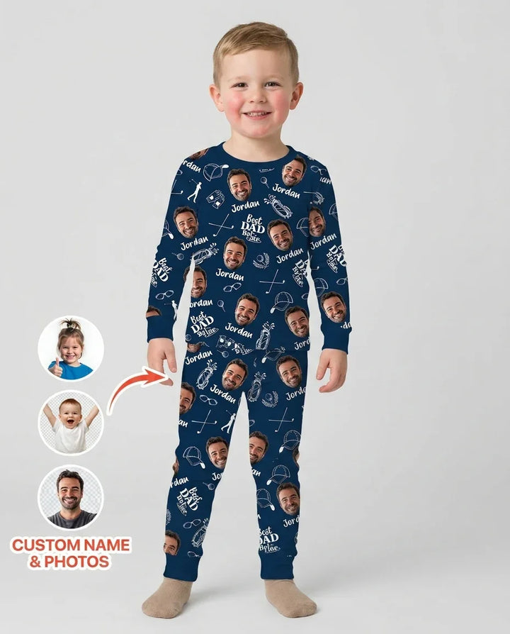 Custom Photo Best Dad By Par Bamboo Two Piece Long Sleeve Pajama Set