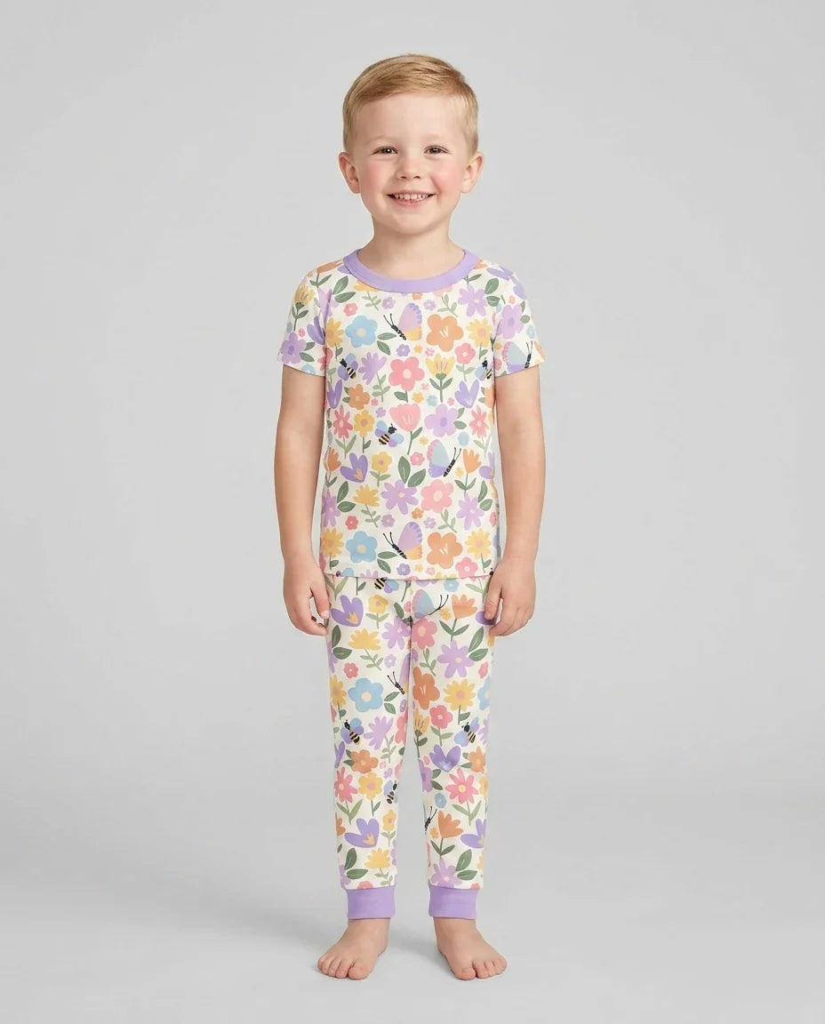 Flower Gardens Bamboo Two Piece Short Sleeve Pajama Set