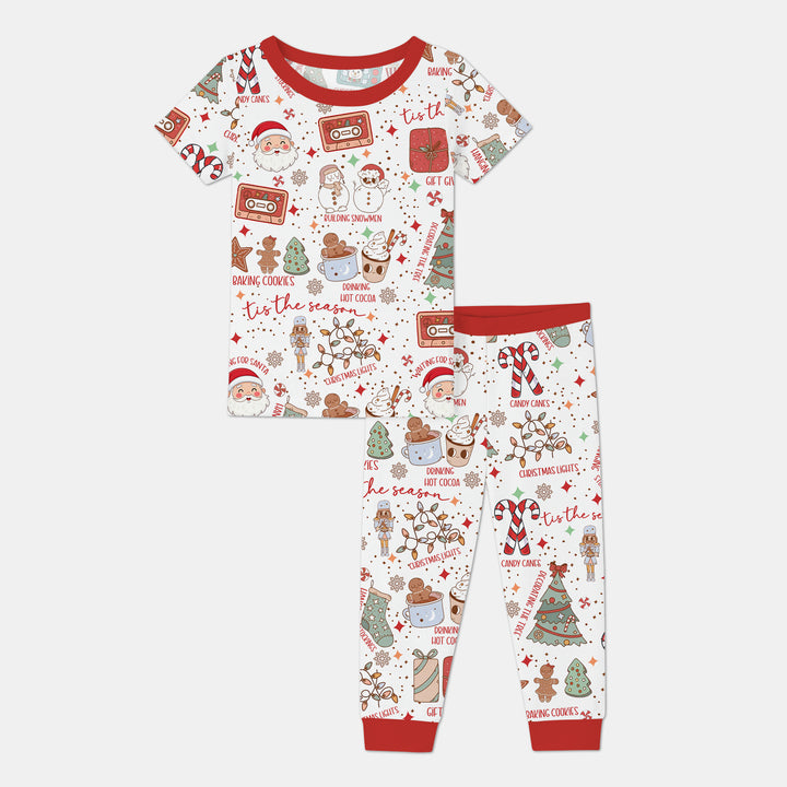Retro Christmas Bucket List Two Piece Short Sleeve Pajama Set , Retro Christmas Bucket List Two Piece Short Sleeve Pajama Set - 12-18M