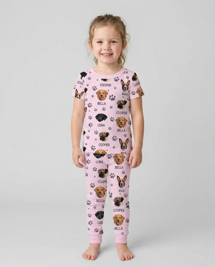 Custom Photo With Paw For Dog Lovers Bamboo Two Piece Short Sleeve Pajama Set