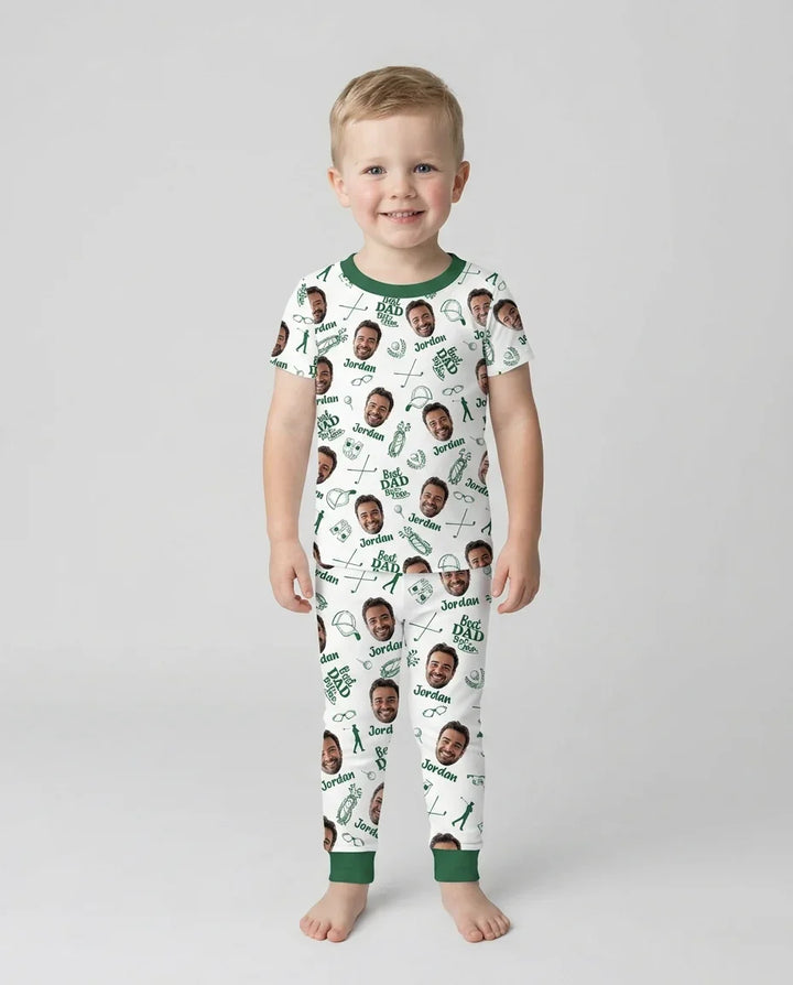 Custom Photo Best Dad By Par Bamboo Two Piece Short Sleeve Pajama Set