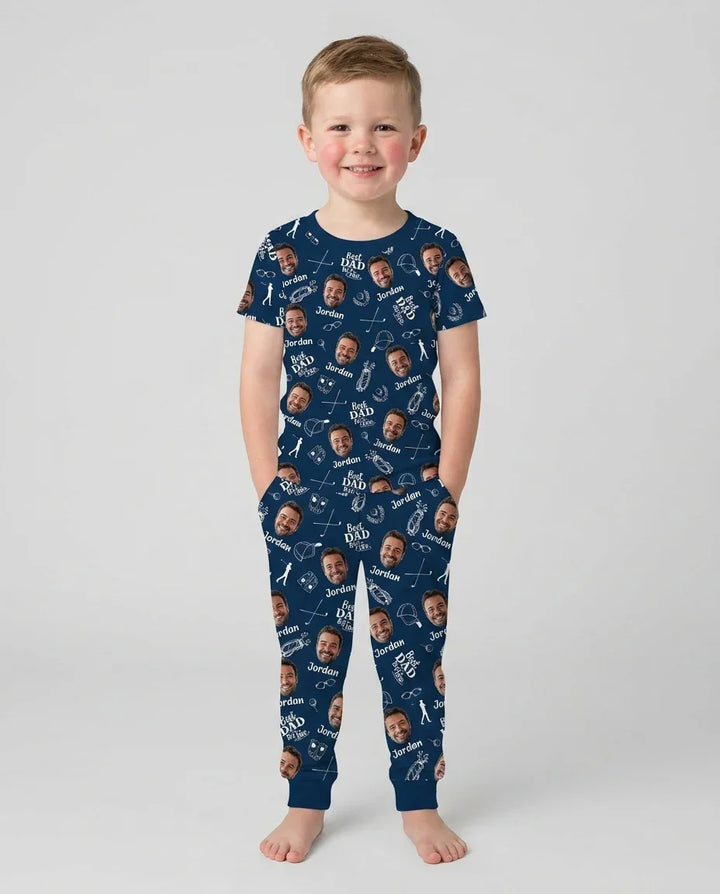 Custom Photo Best Dad By Par Bamboo Two Piece Short Sleeve Pajama Set