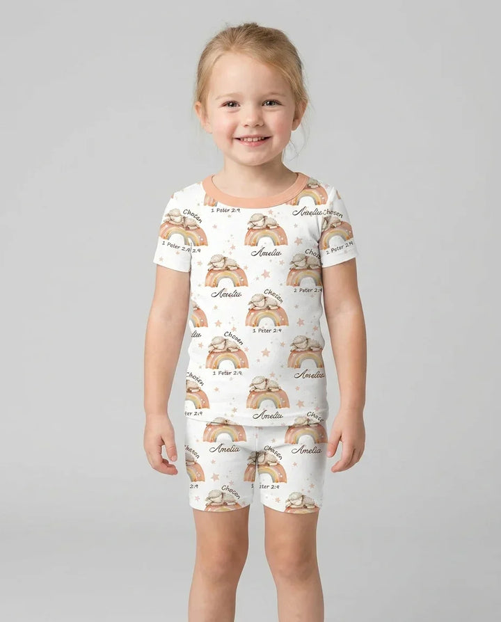 Chosen As His Own Custom Name Bamboo Two Piece Short Sleeve Shorts Pajama Set