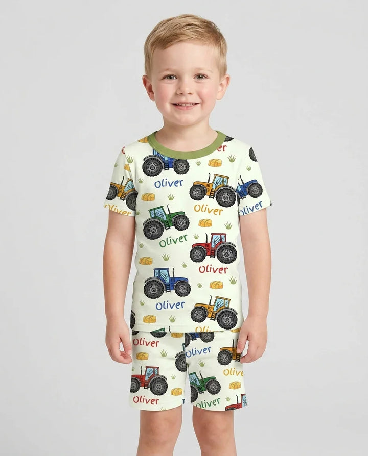 Custom Name A Little Dirt Never Hurt Bamboo Two Piece Short Sleeve Shorts Pajama Set