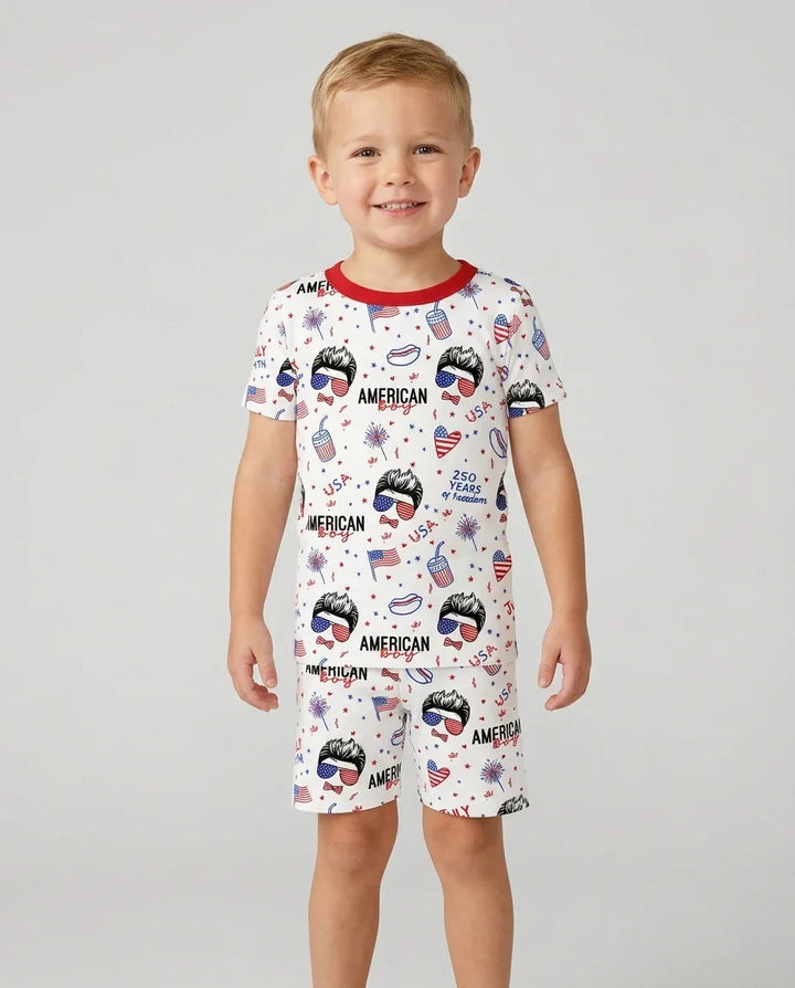 Zweiteiliges Pyjama-Set mit kurzen Ärmeln und Shorts im Sommer-Design