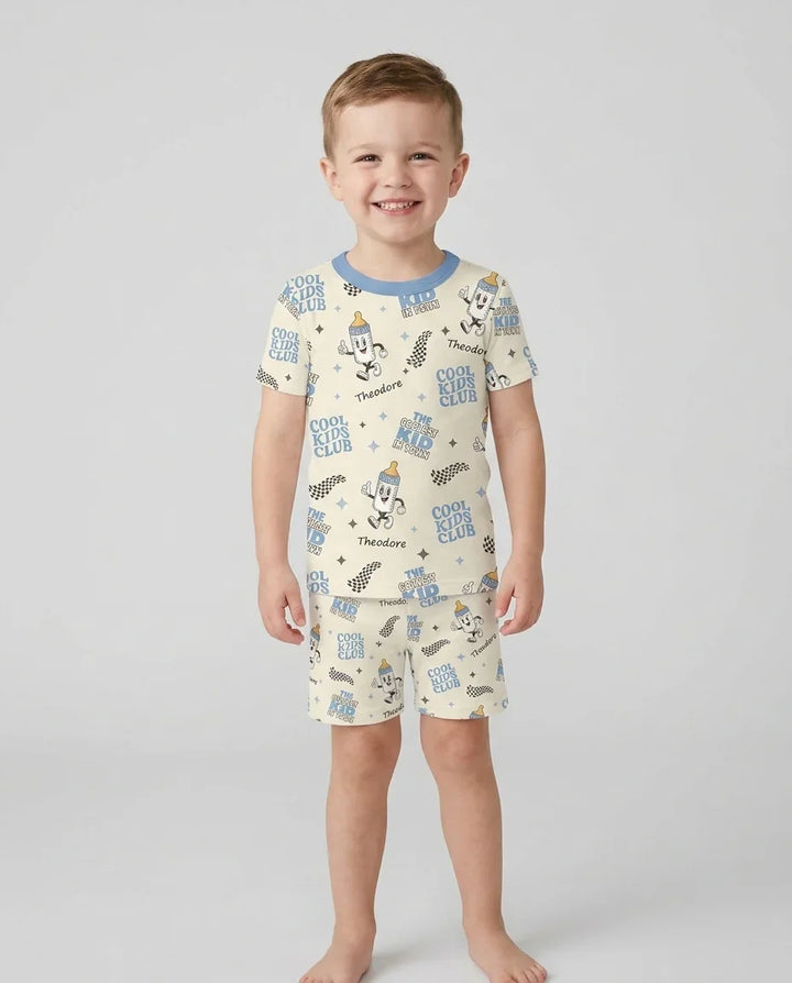 Zweiteiliges Pyjama-Set mit kurzen Ärmeln und Shorts im Sommer-Design