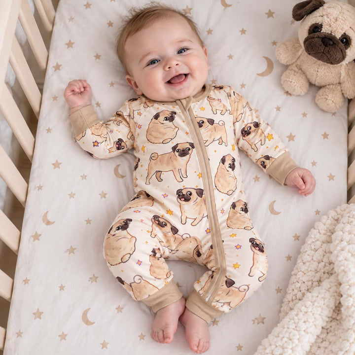 Playful Pug Stars Bamboo Convertible Zippy