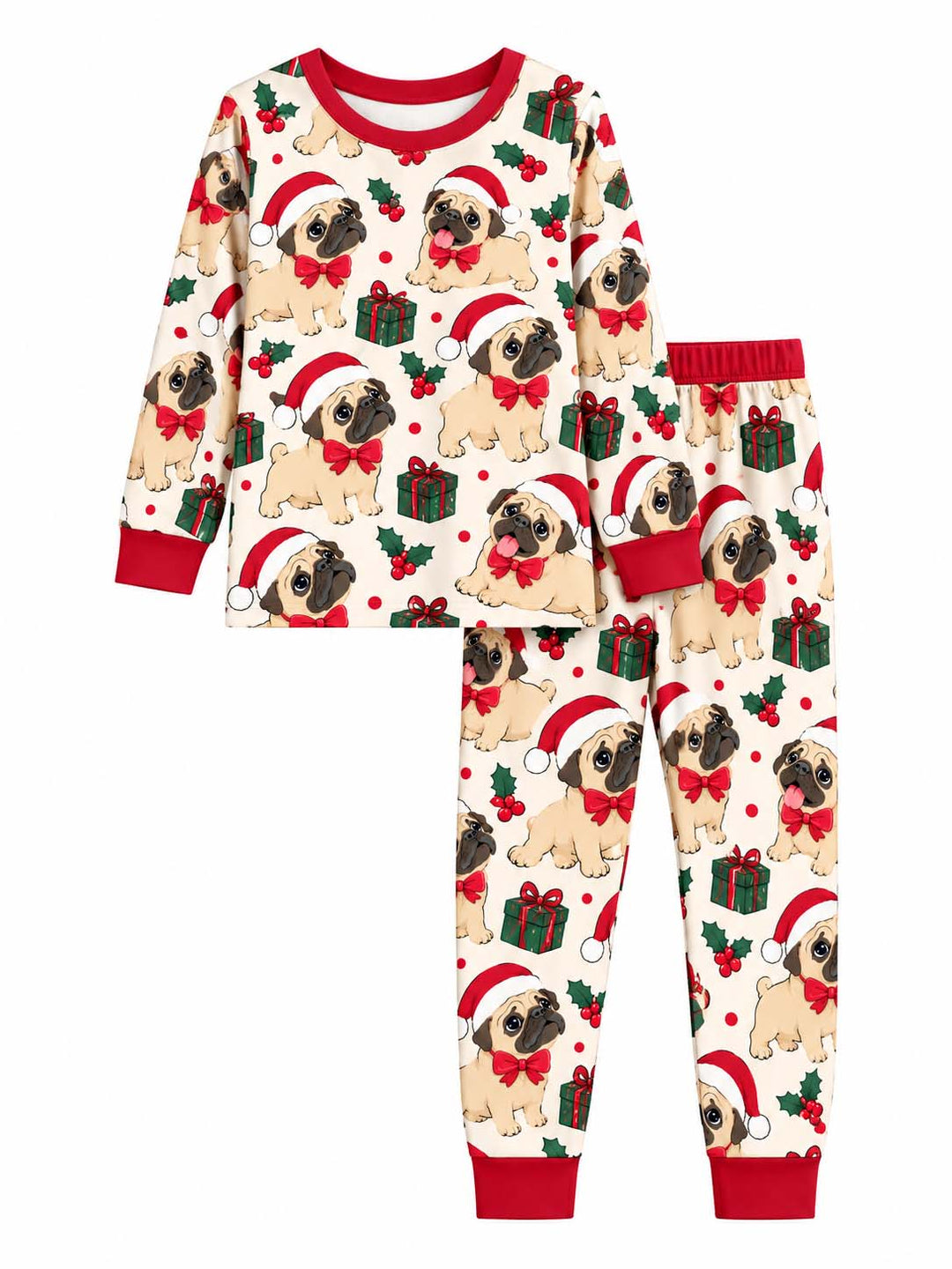 Pug Holiday Gifts Bamboo Two Piece Long Sleeve Pajama Set