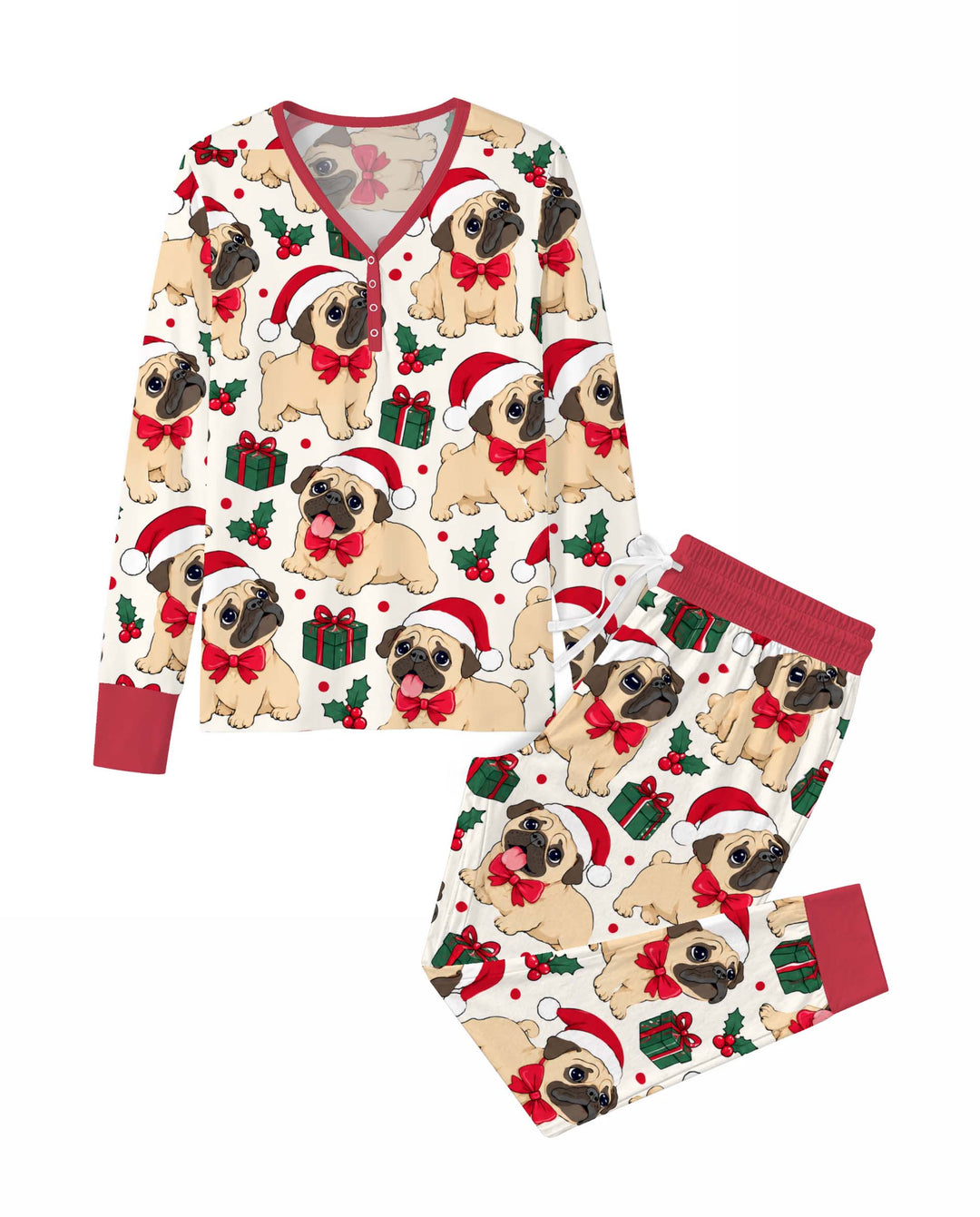 Pug Holiday Gifts Bamboo Women Pajama Set