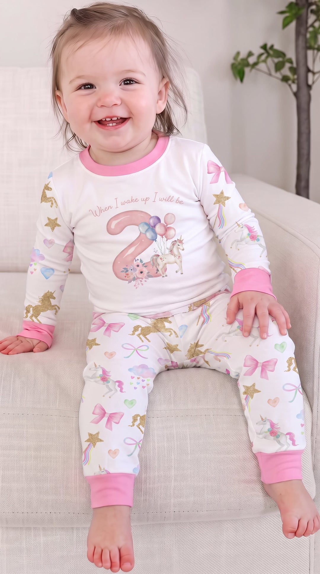 Zweiteiliges Langarm-Pyjama-Set mit Sommerfrüchten