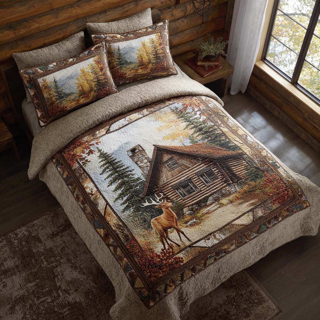 Quiet Log Cabin Bamboo Quilt Bedding Set