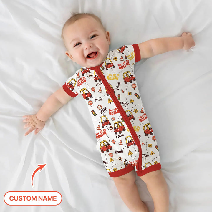 Custom Name They See Me Roliin' Shorty Zippy , Custom Name They See Me Roliin' Shorty Zippy - 0-3M