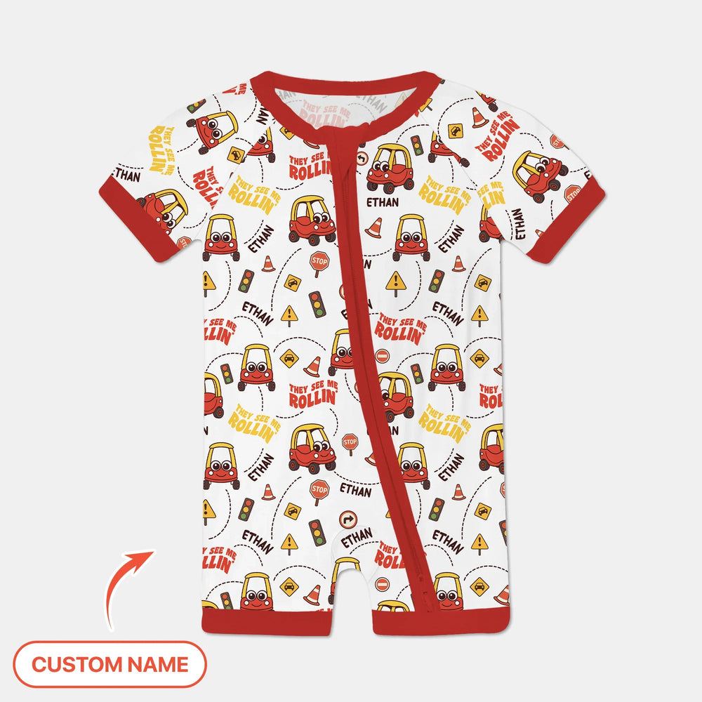 Custom Name They See Me Roliin' Shorty Zippy , Custom Name They See Me Roliin' Shorty Zippy - 0-3M
