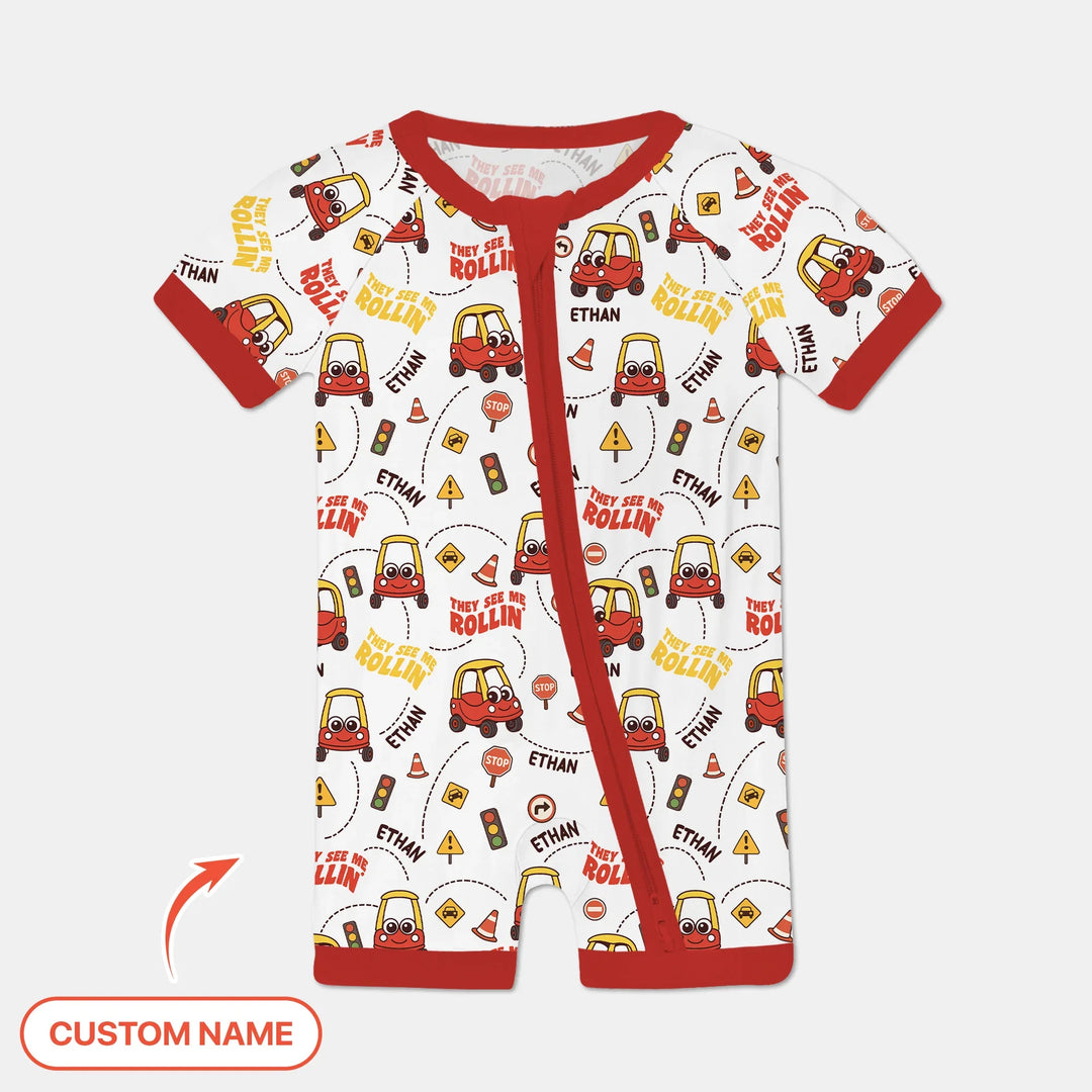 Custom Name They See Me Roliin' Shorty Zippy , Custom Name They See Me Roliin' Shorty Zippy - 0-3M