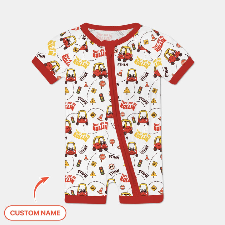 Custom Name They See Me Roliin' Shorty Zippy , Custom Name They See Me Roliin' Shorty Zippy - 0-3M