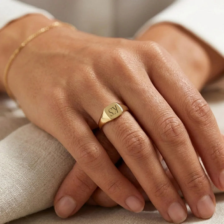 Personalized Engraved Square Signet Ring