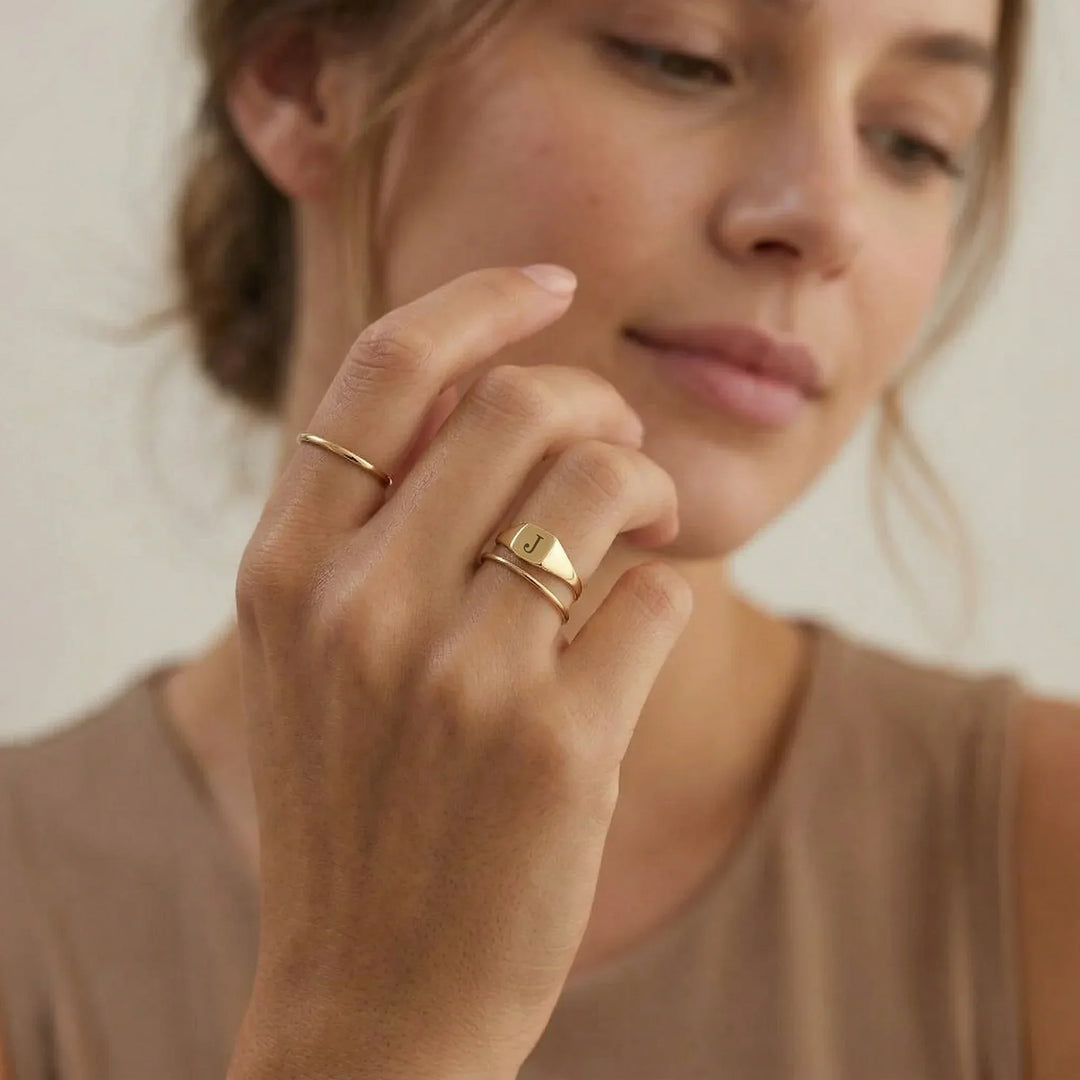 Personalized Engraved Square Signet Ring
