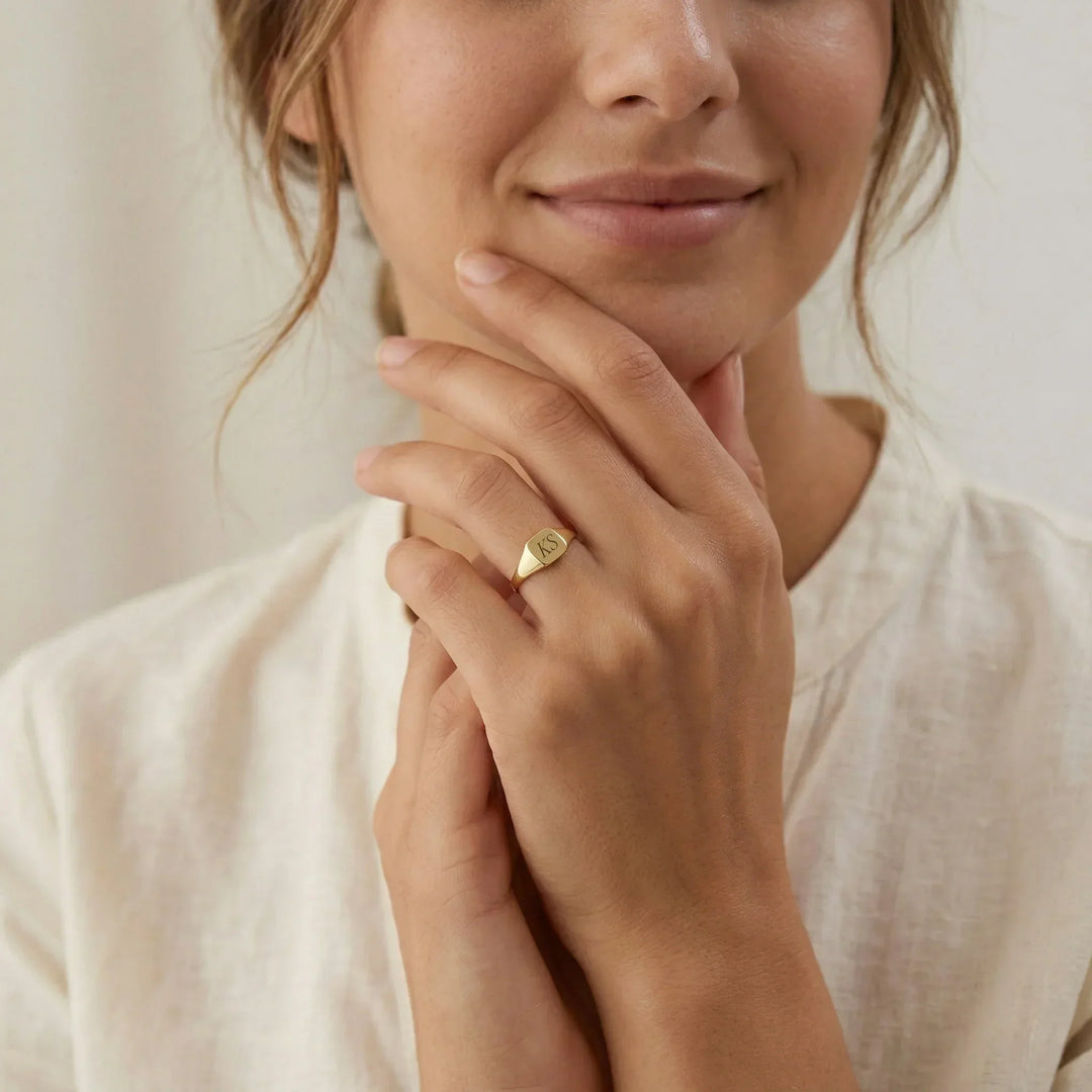 Personalized Engraved Square Signet Ring