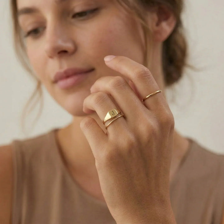 Personalized Engraved Square Signet Ring