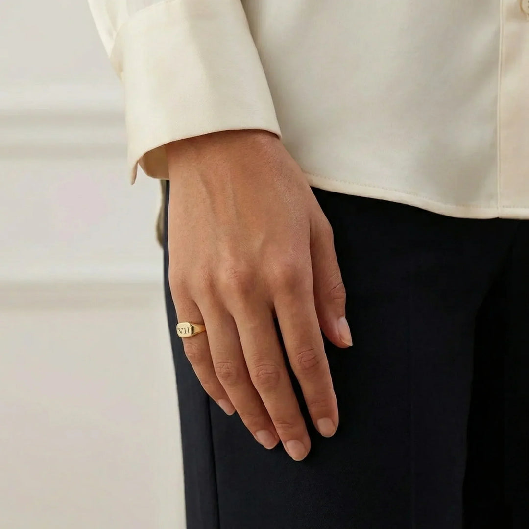 Personalized Engraved Square Signet Ring