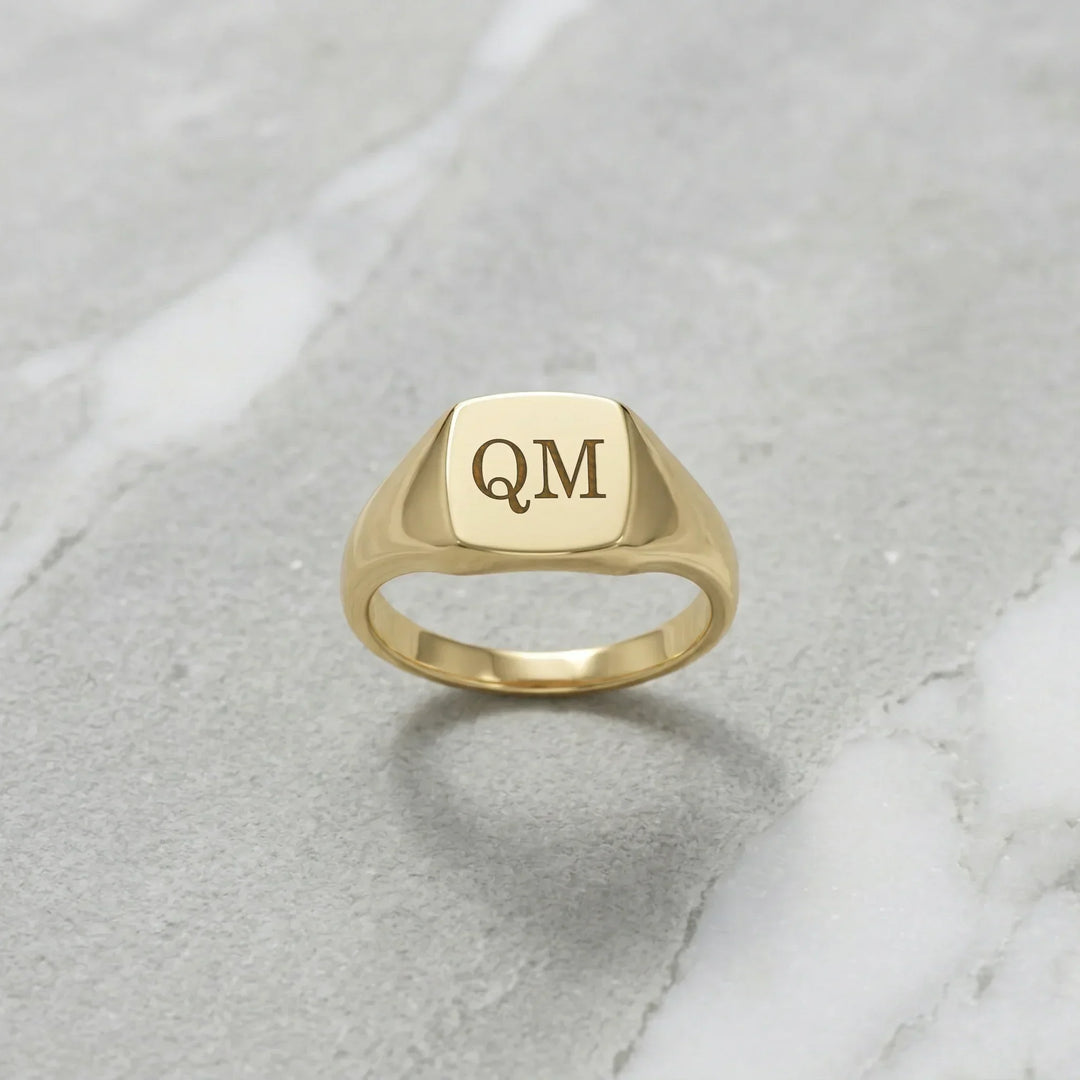 Personalized Engraved Square Signet Ring