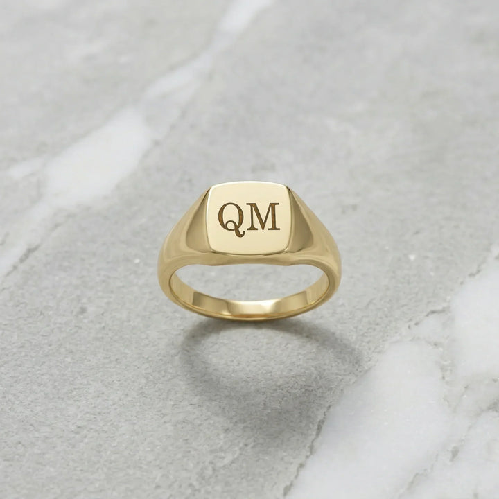 Personalized Engraved Square Signet Ring