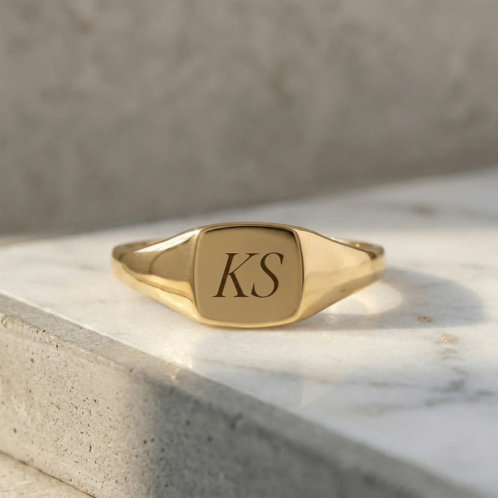 Personalized Engraved Square Signet Ring