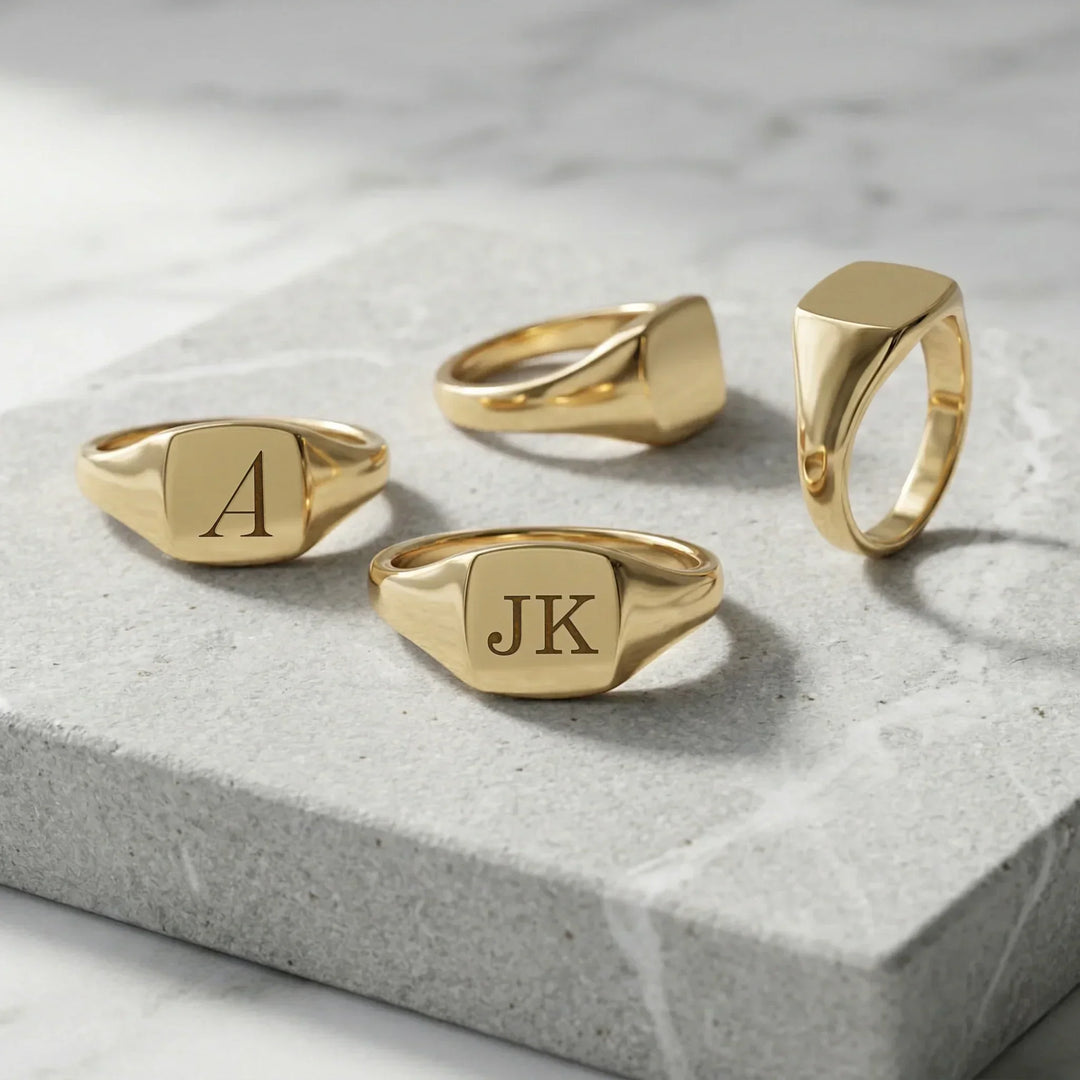Personalized Engraved Square Signet Ring