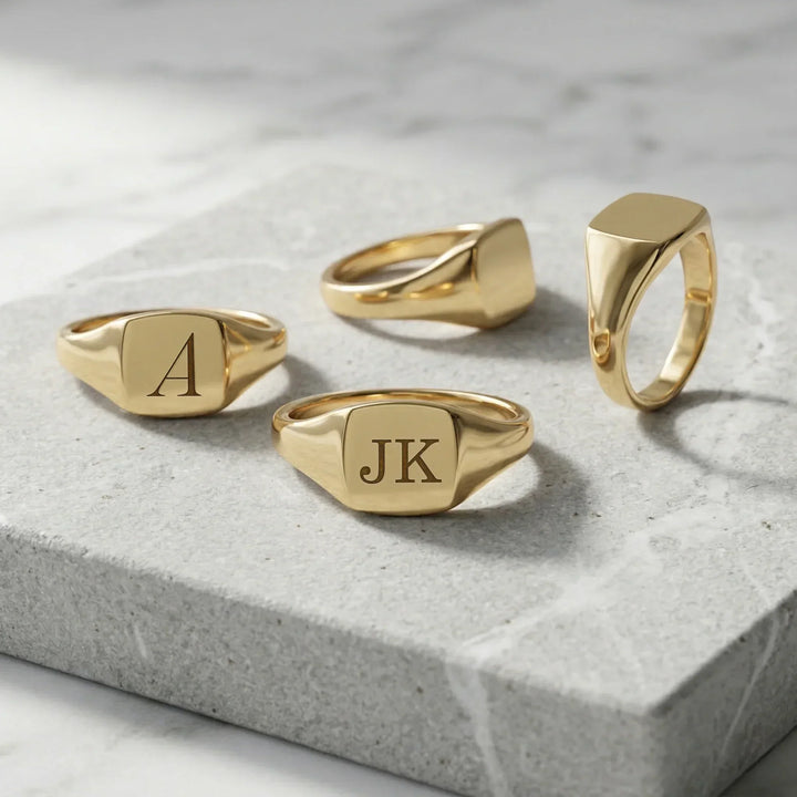 Personalized Engraved Square Signet Ring