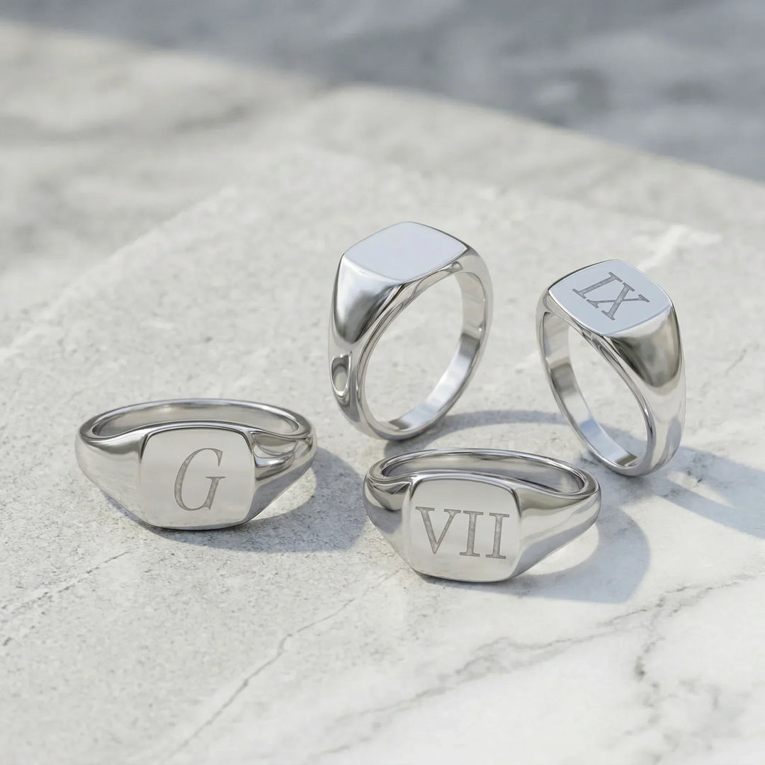 Personalized Engraved Square Signet Ring