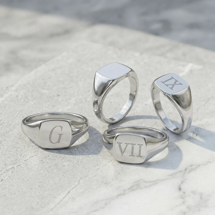 Personalized Engraved Square Signet Ring