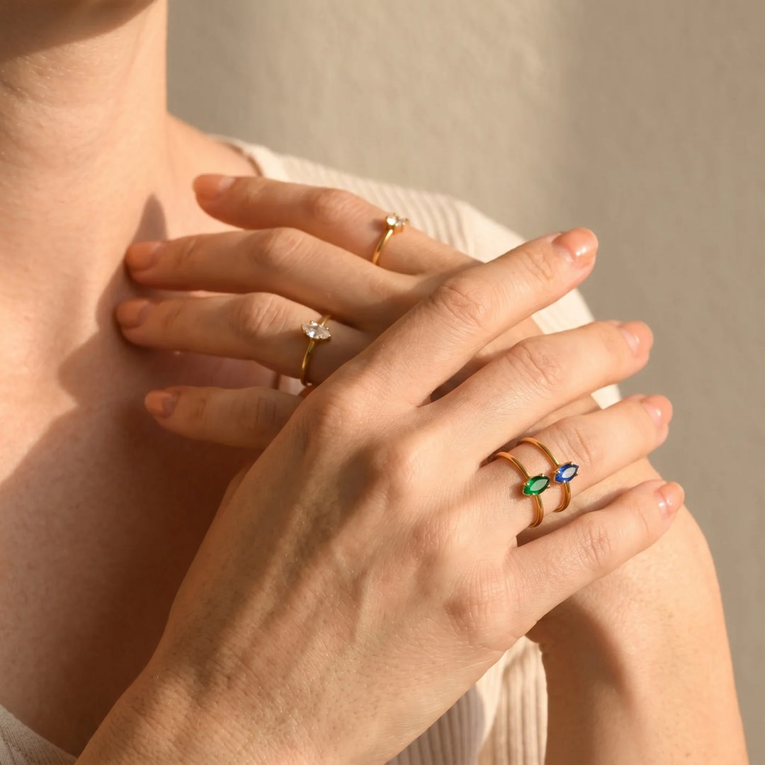 Dainty Marquise Birthstone Ring