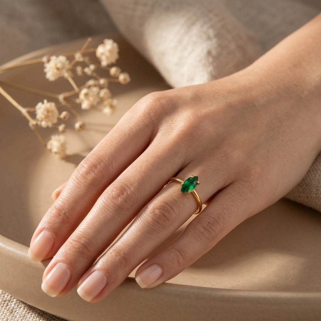 Dainty Marquise Birthstone Ring