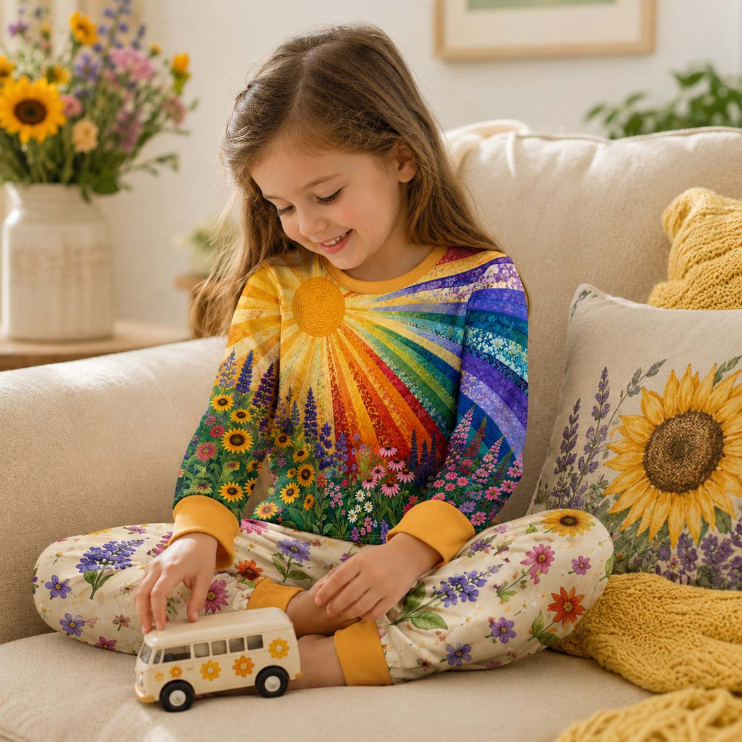 Rainbow Meadow Radiance Bamboo Two Piece Long Sleeve Pajama Set